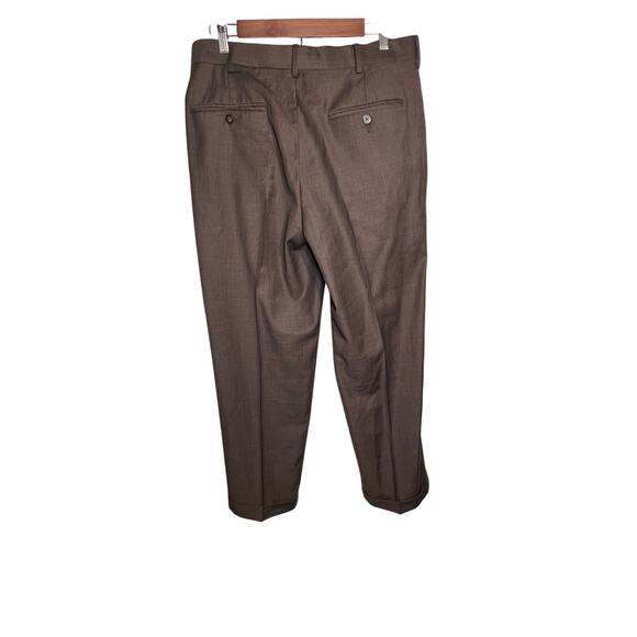 Axist 36/30 Men's Pleated Cuffed Brown with Slight Sheen Career Dress Pant - Picture 3 of 9